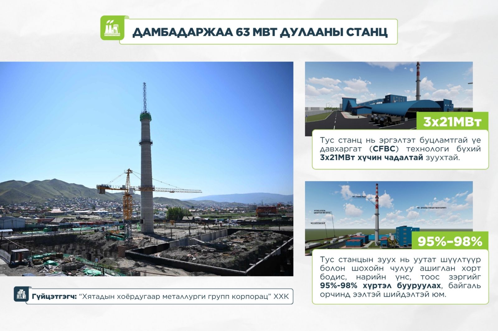 Дамбадаржаа дулааны станцын барилга угсралтын ажил 40 гаруй хувьтай үргэлжилж байна